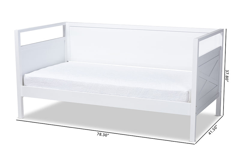 Ellie Cottage Farmhouse White Finished Wood Twin Size Daybed