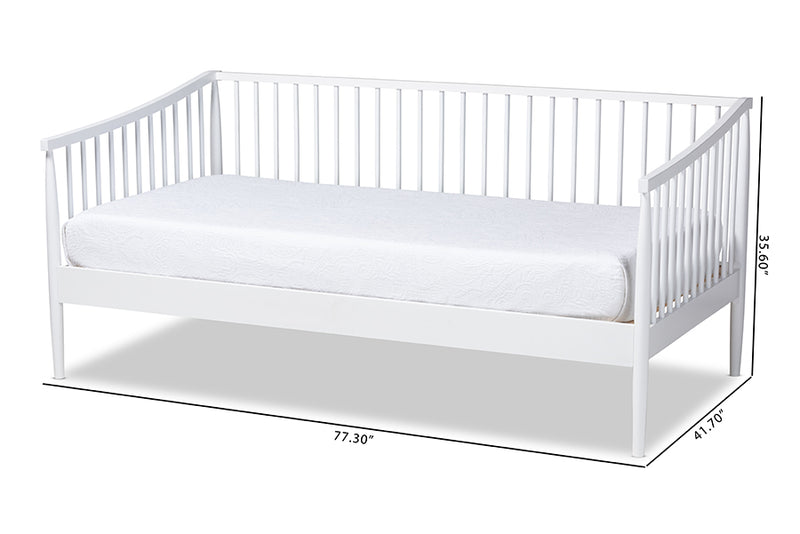 Ardon Classic and Traditional White Finished Wood Twin Size Spindle Daybed