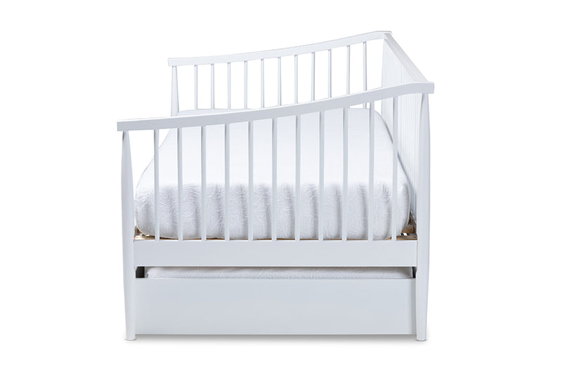 Ardon Classic and Traditional White Finished Wood Twin Size Spindle Daybed w/Trundle