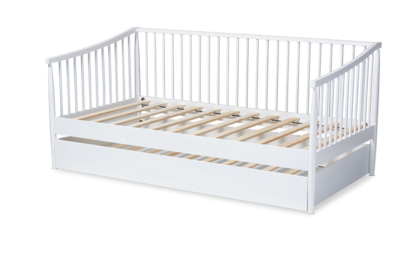 Ardon Classic and Traditional White Finished Wood Twin Size Spindle Daybed w/Trundle