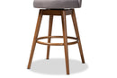 Mara Gray Fabric Upholstered Walnut-Swivel Bar Stool Set of 2 Baxton
