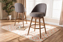 Mara Gray Fabric Upholstered Walnut-Swivel Bar Stool Set of 2 Baxton