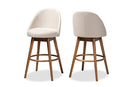 Mara Light Beige Fabric Walnut-2Pc Swivel Bar Stool Set Baxton