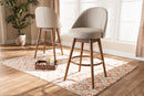Mara Light Beige Fabric Walnut-2Pc Swivel Bar Stool Set Baxton