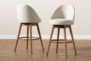 Mara Light Beige Fabric Walnut-2Pc Swivel Bar Stool Set Baxton