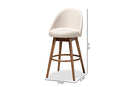 Mara Light Beige Fabric Walnut-2Pc Swivel Bar Stool Set Baxton