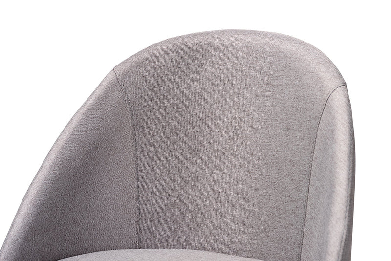 Mara Gray Fabric Upholstered Walnut-Swivel Counter Stool Set of 2 Baxton