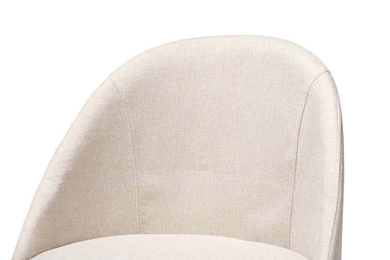Mara Light Beige Fabric Upholstered Walnut-Swivel Counter Stool Set of 2 Baxton