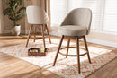 Mara Light Beige Fabric Upholstered Walnut-Swivel Counter Stool Set of 2 Baxton
