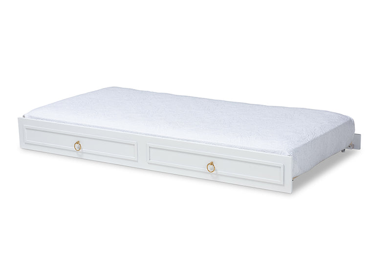 Nox Classic and Traditional White Finished Wood Twin Size Trundle