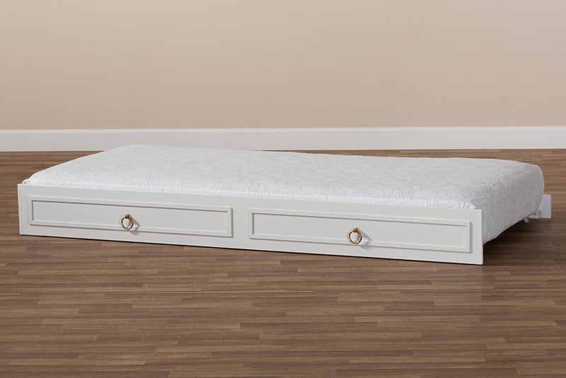 Nox Classic and Traditional White Finished Wood Twin Size Trundle