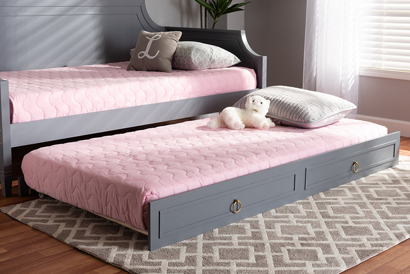 Nox Classic and Traditional Gray Finished Wood Twin Size Trundle