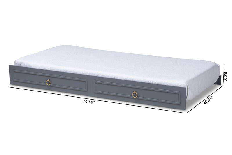 Nox Classic and Traditional Gray Finished Wood Twin Size Trundle