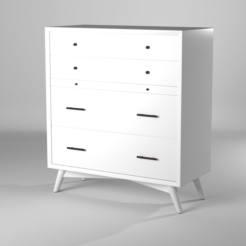 Melbourne 4 Drawer Multifunction Chest w/Pull Out Tray, White Alpine