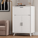 Melbourne Large Bar Cabinet w/Drop Down Tray, White Alpine