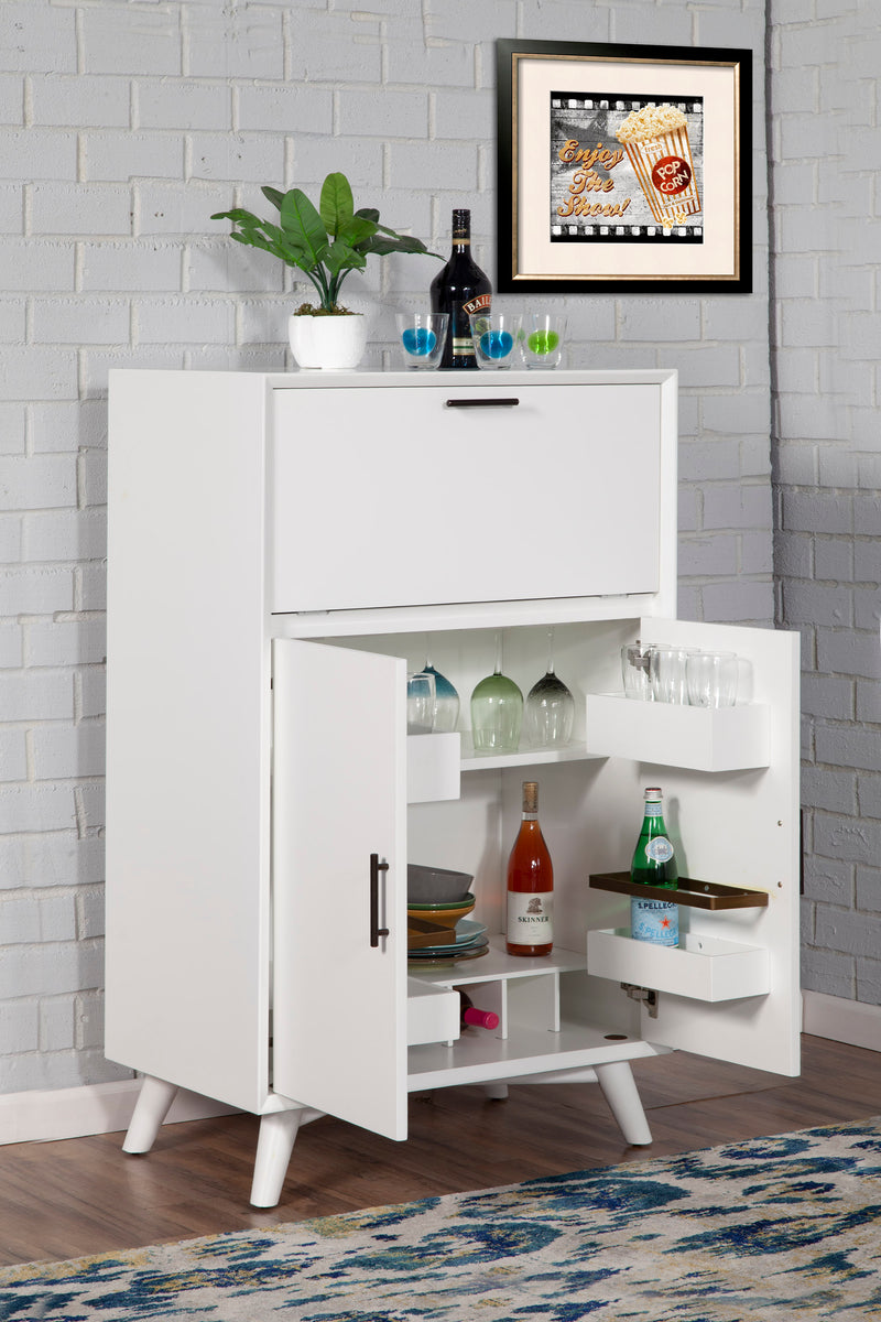 Melbourne Large Bar Cabinet w/Drop Down Tray, White