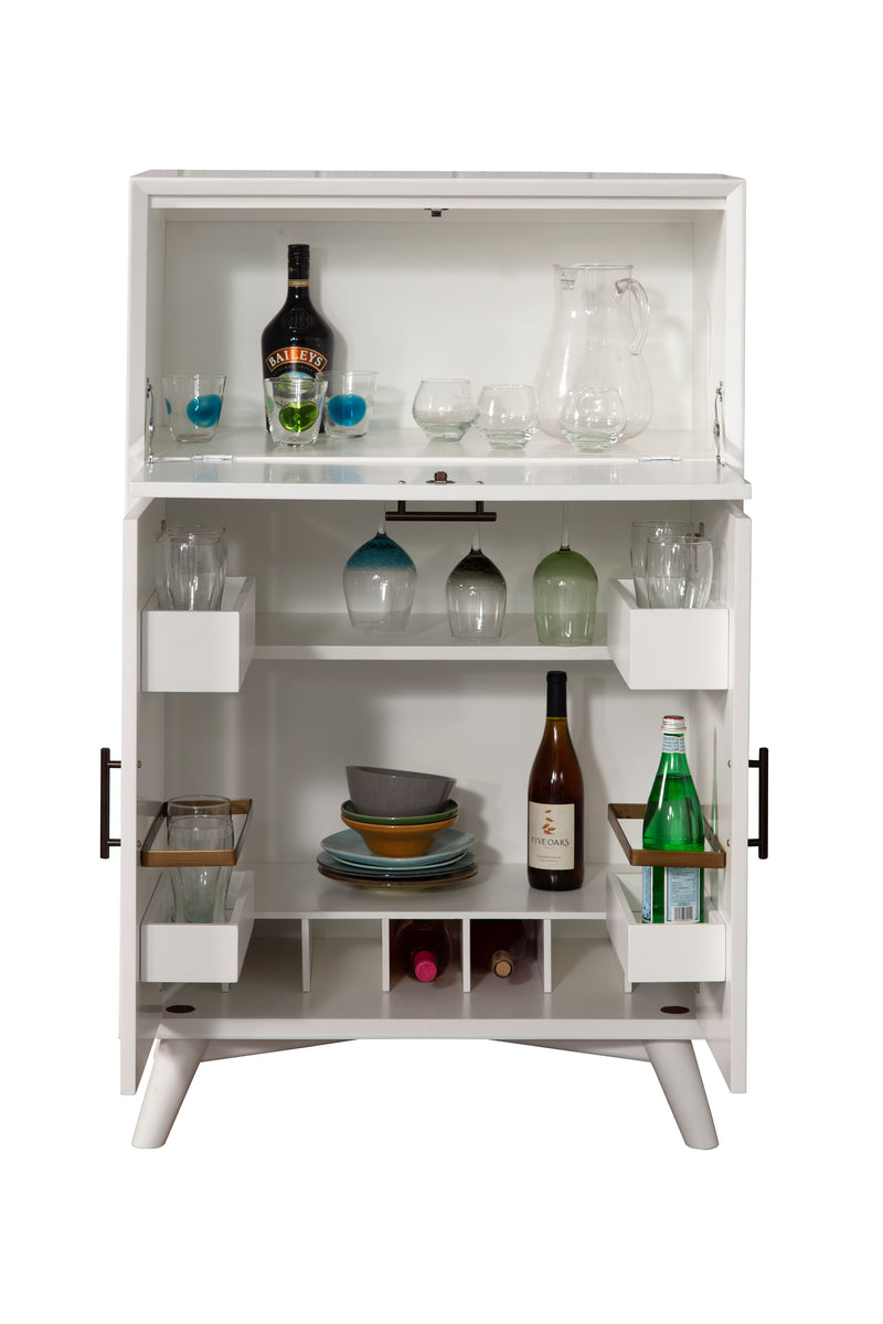 Melbourne Large Bar Cabinet w/Drop Down Tray, White