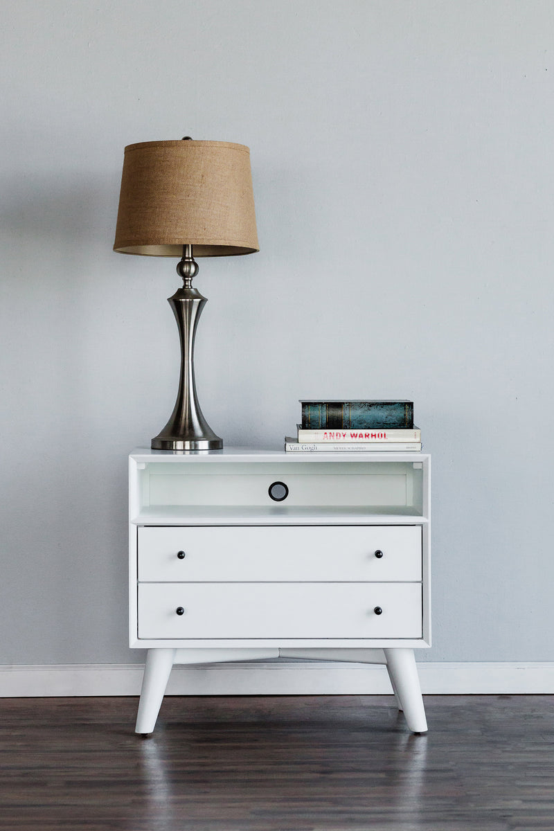 Melbourne 2 Drawers Large Nightstand, White