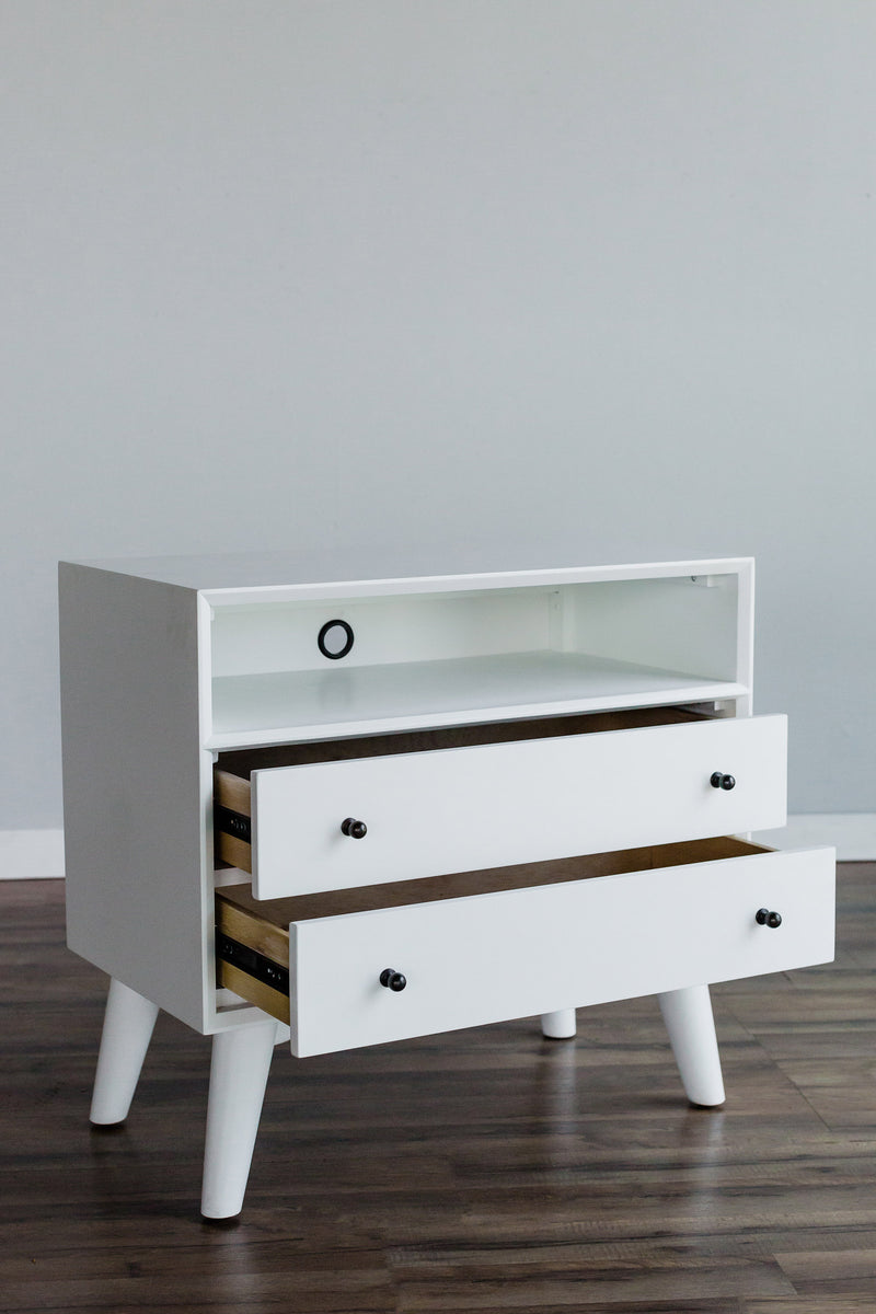 Melbourne 2 Drawers Large Nightstand, White