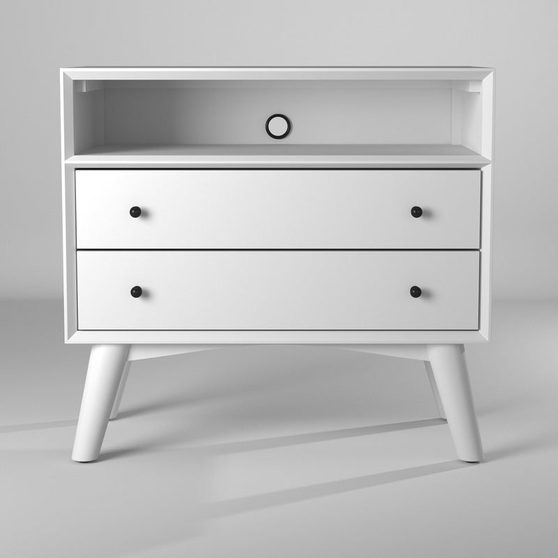 Melbourne 2 Drawers Large Nightstand, White Alpine