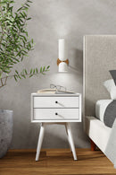 Melbourne 2 Drawers Small Nightstand, White Alpine