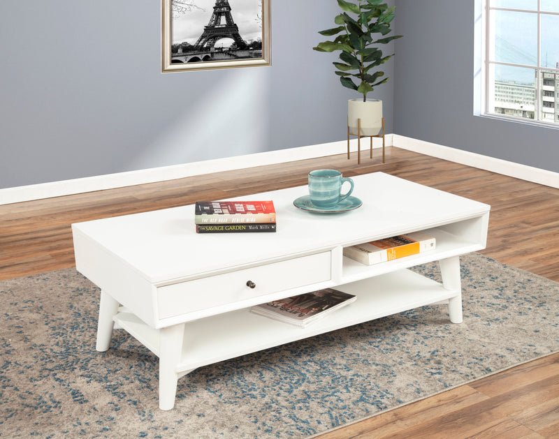 Melbourne One Drawer with Two Way Slides  Coffee Table, White