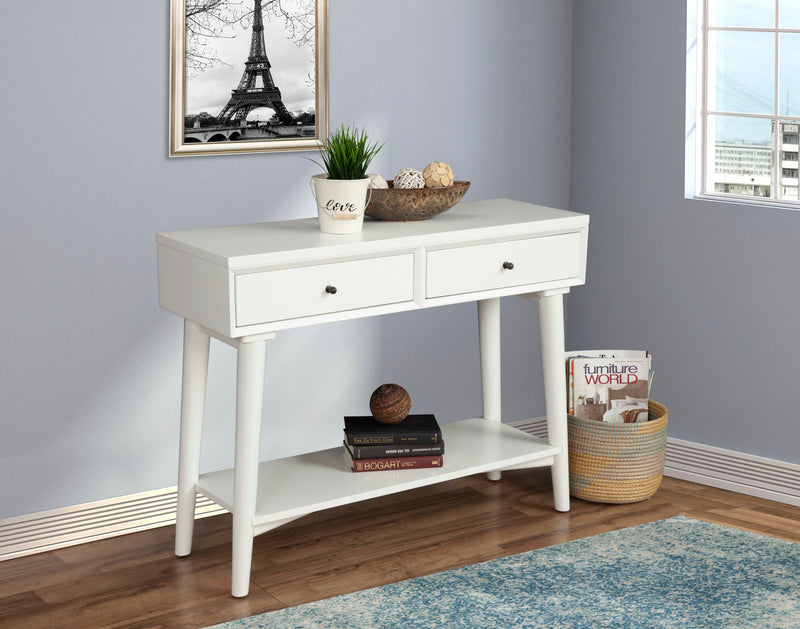 Melbourne 2 Drawers Console Table, White Alpine