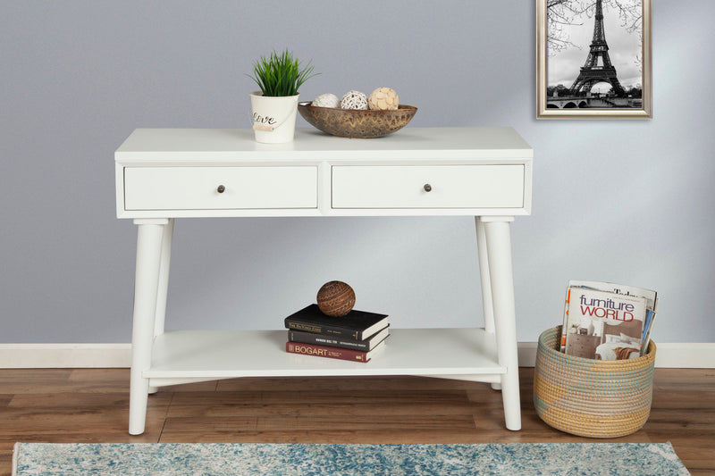 Melbourne 2 Drawers Console Table, White Alpine