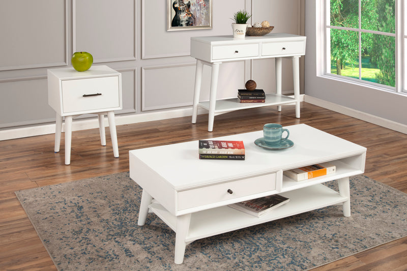 Melbourne One Drawer with Two Way Slides  Coffee Table, White