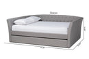 Jackson Light Gray Fabric Upholstered Full Size Daybed w/Roll-Out Trundle Bed Baxton