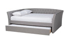 Jackson Light Gray Fabric Upholstered Full Size Daybed w/Roll-Out Trundle Bed Baxton
