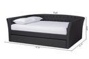 Jackson Dark Gray Fabric Upholstered Full Size Daybed w/Roll-Out Trundle Bed Baxton