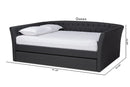 Jackson Dark Gray Fabric Upholstered Full Size Daybed w/Roll-Out Trundle Bed Baxton