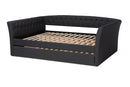 Jackson Dark Gray Fabric Upholstered Full Size Daybed w/Roll-Out Trundle Bed Baxton
