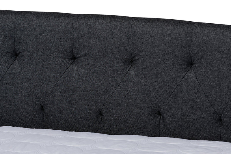 Jackson Dark Gray Fabric Upholstered Queen Size Daybed w/Roll-Out Trundle Bed Baxton