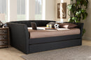 Jackson Dark Gray Fabric Upholstered Full Size Daybed w/Roll-Out Trundle Bed Baxton