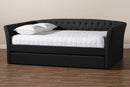 Jackson Dark Gray Fabric Upholstered Full Size Daybed w/Roll-Out Trundle Bed Baxton