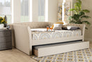 Jackson Beige Fabric Upholstered Full Size Daybed w/Roll-Out Trundle Bed Baxton