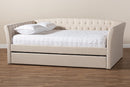 Jackson Beige Fabric Upholstered Full Size Daybed w/Roll-Out Trundle Bed Baxton
