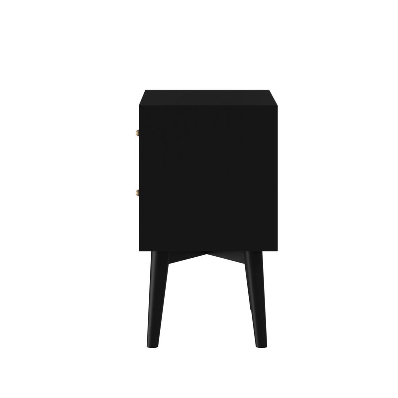 Melbourne 2 Drawer Nightstand, Black Alpine