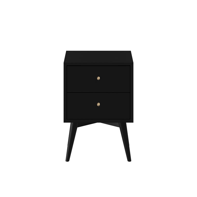 Melbourne 2 Drawer Nightstand, Black