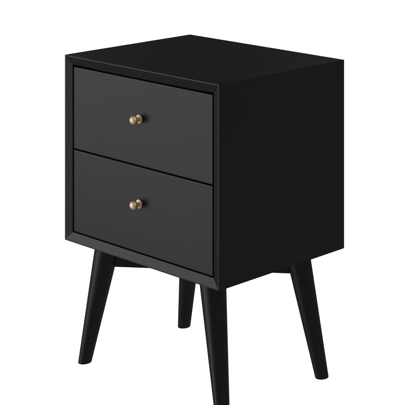 Melbourne 2 Drawer Nightstand, Black