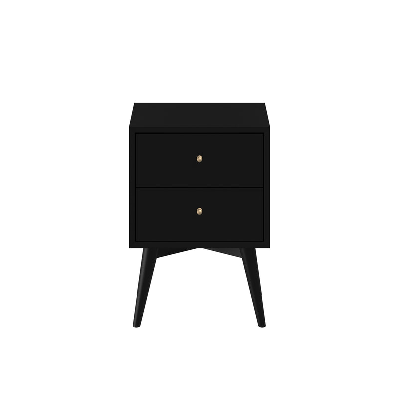 Melbourne 2 Drawer Nightstand, Black Alpine