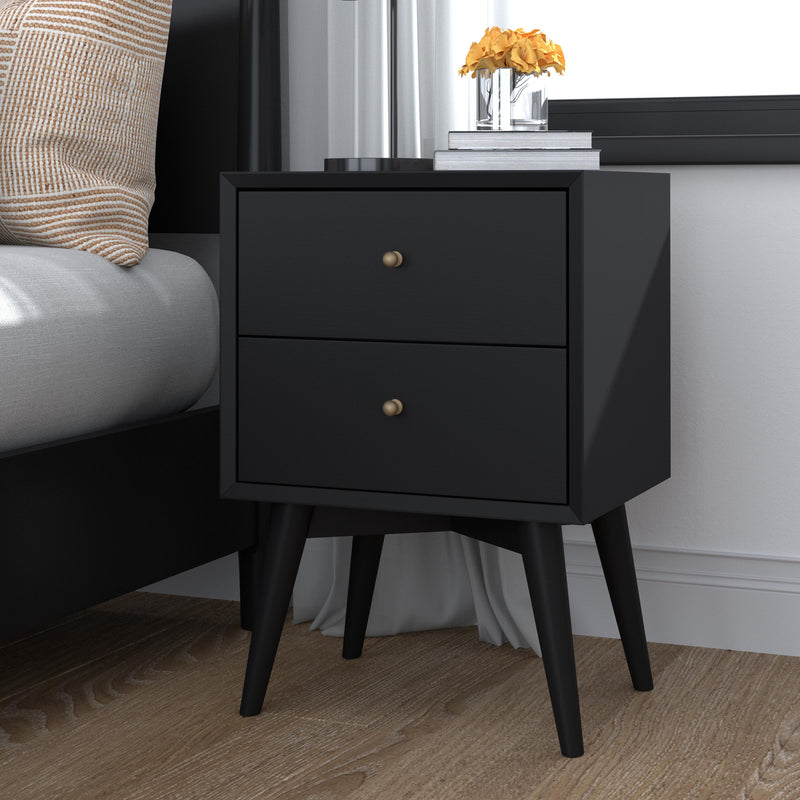 Melbourne 2 Drawer Nightstand, Black