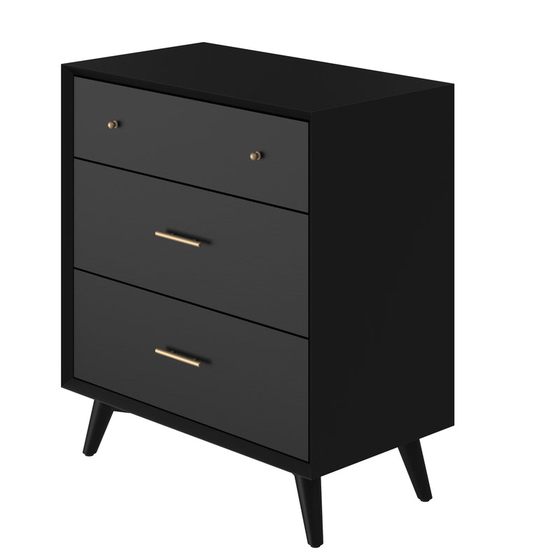Melbourne 3 Drawer Chest, Black Alpine