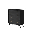 Melbourne 4 Drawer Multifunction Chest w/Pull Out Tray, Black Alpine