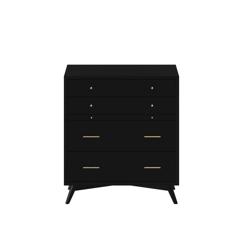 Melbourne 4 Drawer Multifunction Chest w/Pull Out Tray, Black Alpine