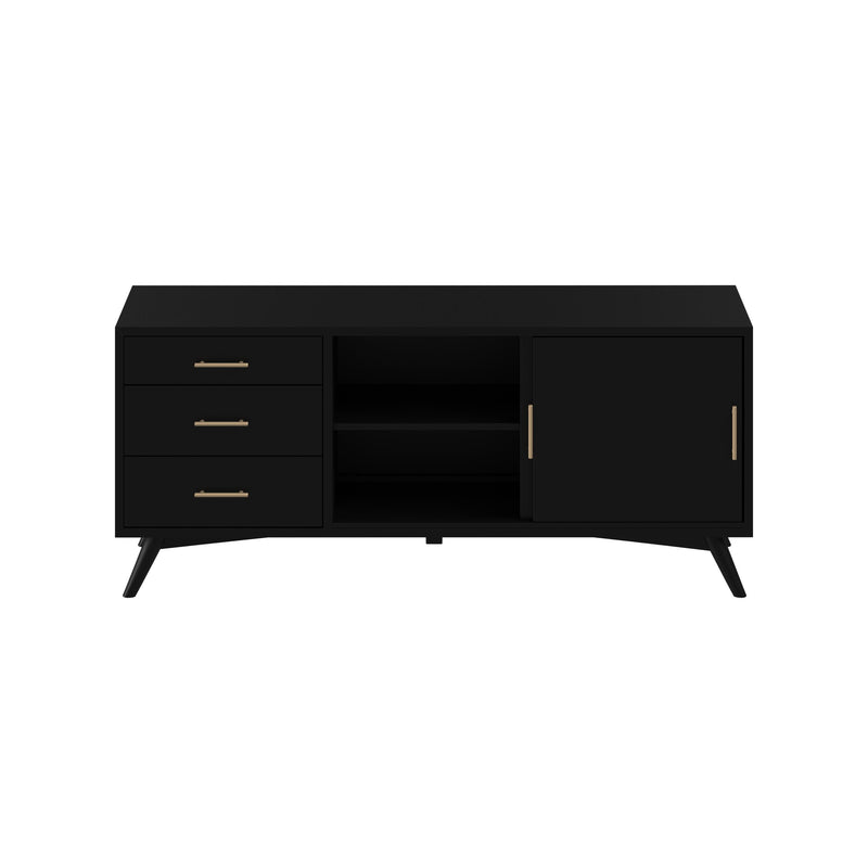 Melbourne 3 Drawers & 2 Sliding Doors Large TV Stand, Black Alpine