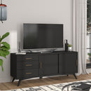 Melbourne 3 Drawers & 2 Sliding Doors Large TV Stand, Black Alpine