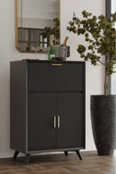 Melbourne Large Bar Cabinet w/Drop Down Tray, Black Alpine